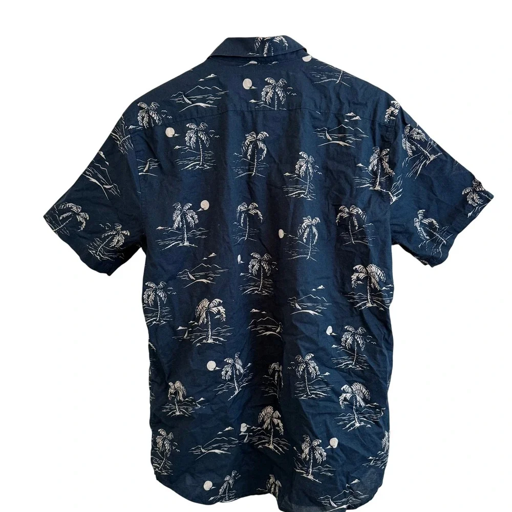 Billabong Mens‎ Shirt Short Sleeve Palm Tree Print Navy Blue Size L Resortwear